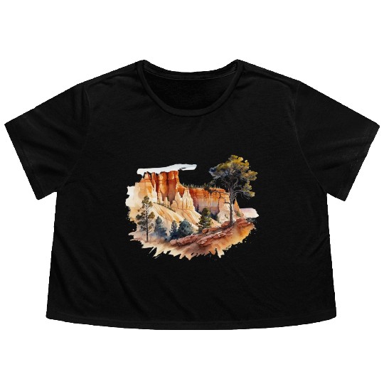 Bryce Canyon Watercolor Wonderland Flowy Cropped Tees