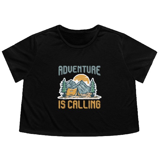 Adventure is calling Mountain lover Hiking Flowy Cropped Tees