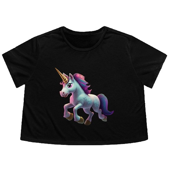 magic unicorn cartoon horse pony Flowy Cropped Tees