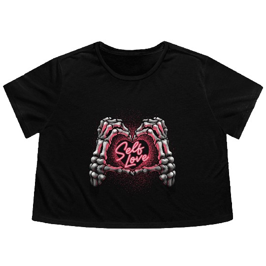 Self Love Bones Heart Flowy Cropped Tees
