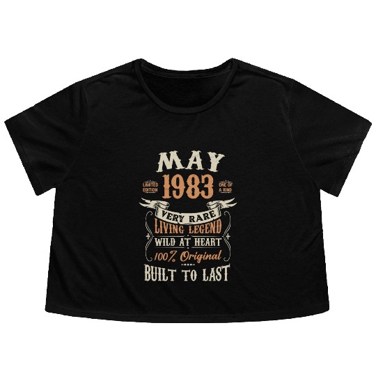May 1983 Birthday Surprise Flowy Cropped Tees