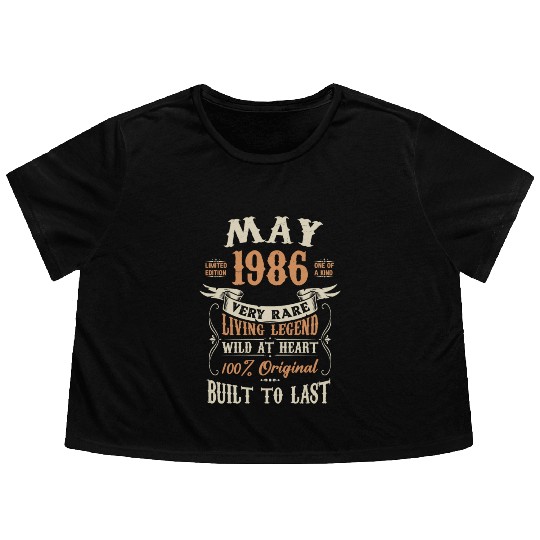 May 1986 Birthday Surprise Flowy Cropped Tees