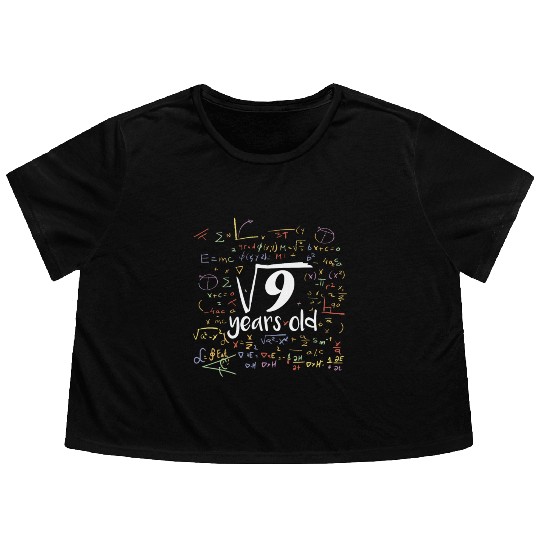 Math Quote 3 Years Old Birthday 3rd Birthday Flowy Cropped Tees