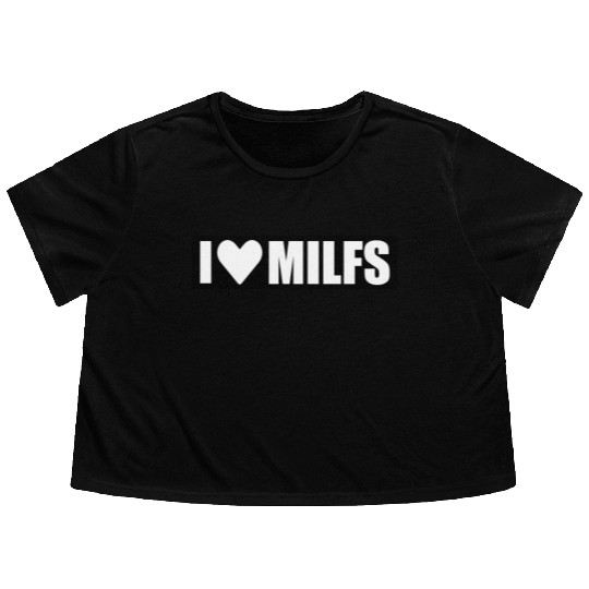i love milfs black design Flowy Cropped Tees