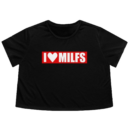 I love milfs red design Flowy Cropped Tees