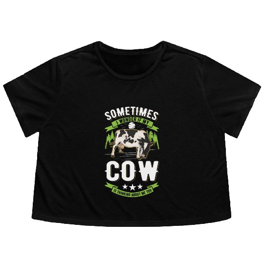 Cow Cattle Breeder Farmer Cows Flowy Cropped Tees