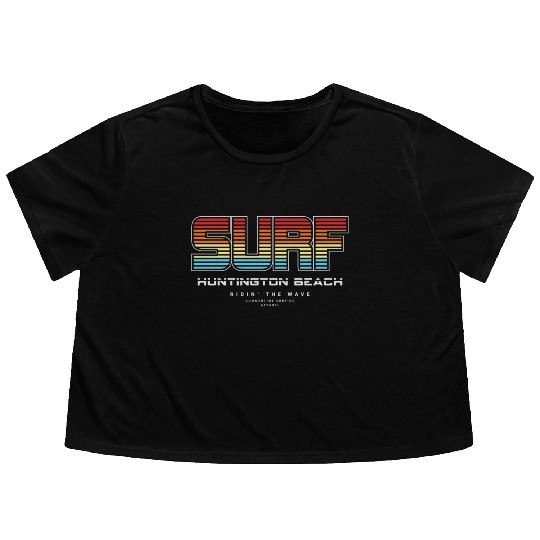 Surf in Huntington Beach nature Flowy Cropped Tees