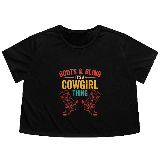 Boots & bling. it's a cowgirl thing Flowy Cropped Tees