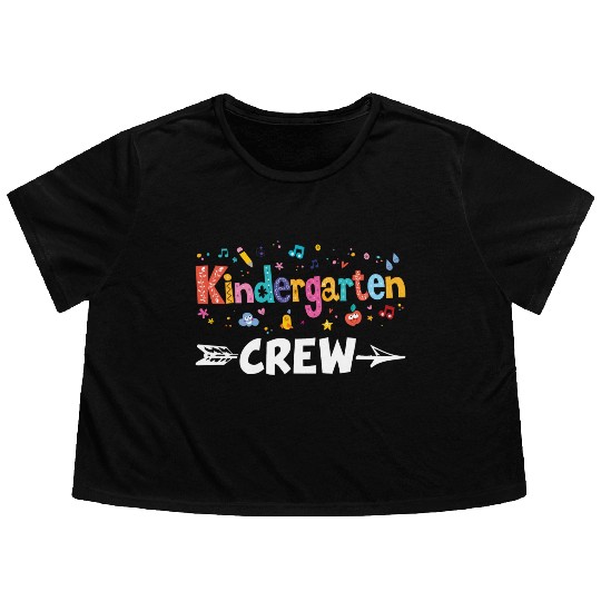 Kindergarten Crew Teacher Team Kinder squad Flowy Cropped Tees