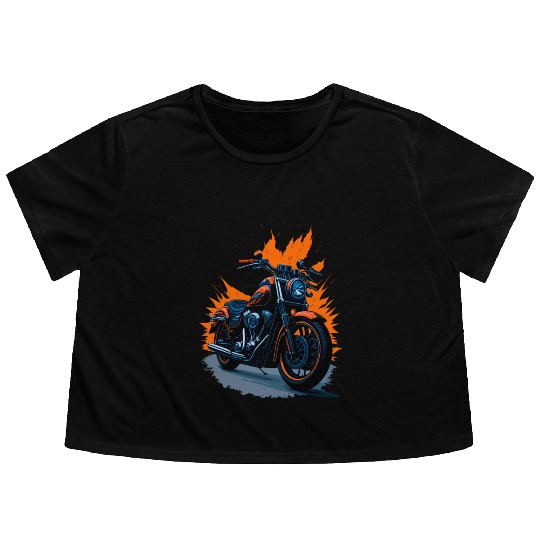 Motorcycle Retro illustration Flowy Cropped Tees