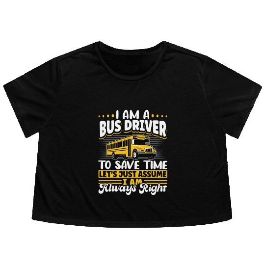 School Bus Driver Vintage I Am A Bus Driver Flowy Cropped Tees