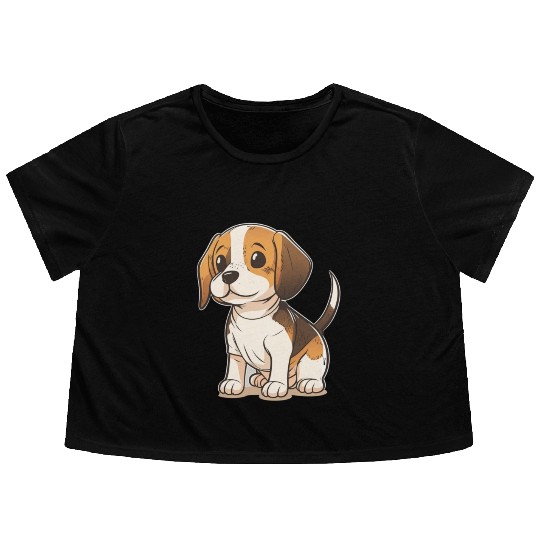 Beagle Flowy Cropped Tees