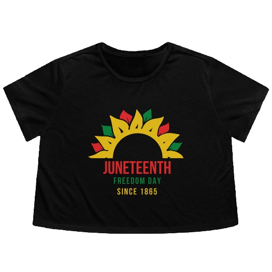 Juneteenth Sunflower Freedom Day Free-ish Since 18 Flowy Cropped Tees