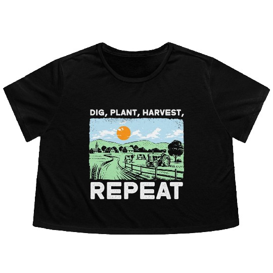 Dig Plant Harvest Repeat I Agriculture Farmer Flowy Cropped Tees