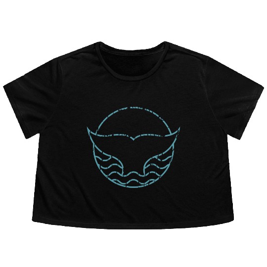 Save The Whales Minimalistic Whale Tail Ocean Flowy Cropped Tees
