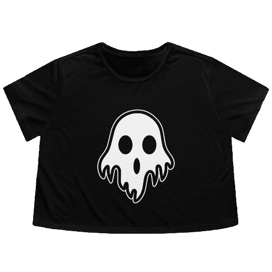 Ghost Halloween Spooky Flowy Cropped Tees