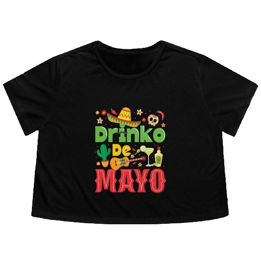 Cinco De Mayo Mexican Fiesta 5 De Mayo Drinking Flowy Cropped Tees