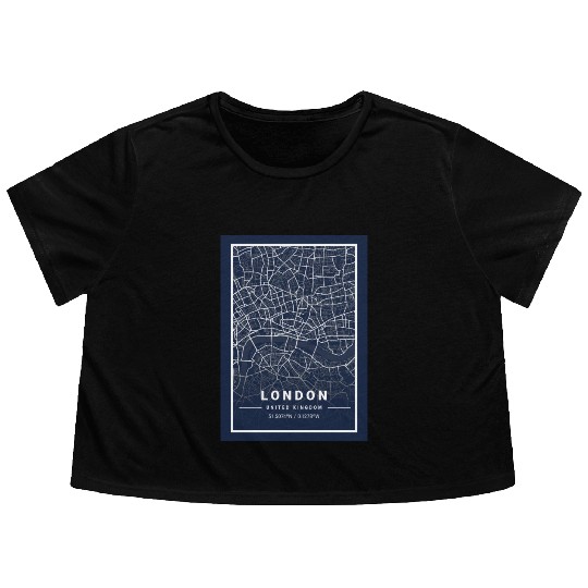 London Light City Map Blueprint design Flowy Cropped Tees