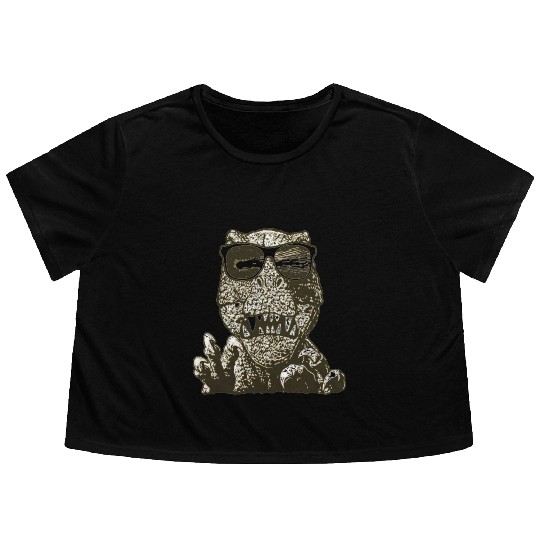 Dinosaur wear sunglasses Flowy Cropped Tees