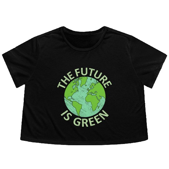 Earth Day 2022 Future Is Green Energy Save Flowy Cropped Tees