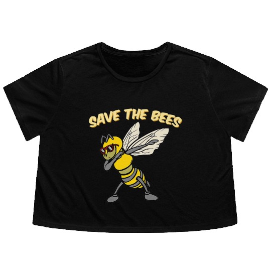 Save The Bees Flowy Cropped Tees Dabbing Bumblebee Bee