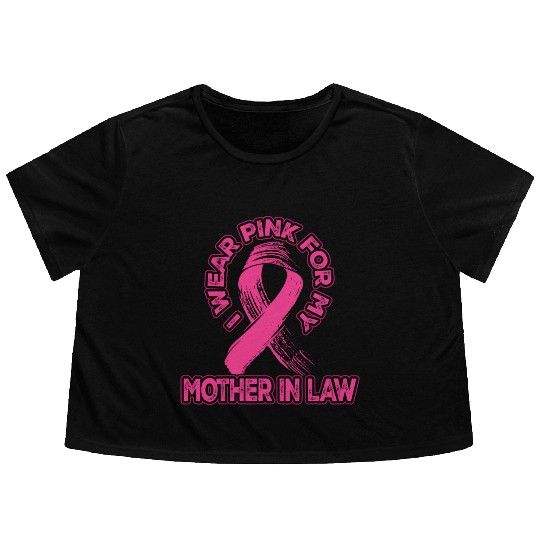 Breast Cancer Awareness I Wear Pink For My Mother Flowy Cropped Tees