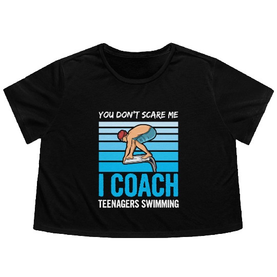 Swimming Design For A Swim Coach Flowy Cropped Tees