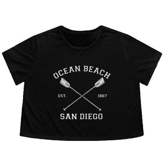 Vintage Ocean Beach San Diego Vacation Flowy Cropped Tees