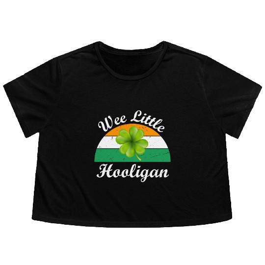 Wee Little Hooligan St Patricks Day Flowy Cropped Tees