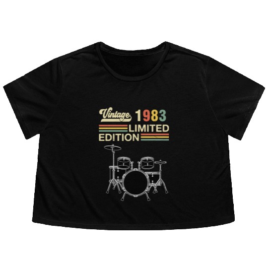 Vintage 1983 Drums 40th Birthday Drummer Flowy Cropped Tees