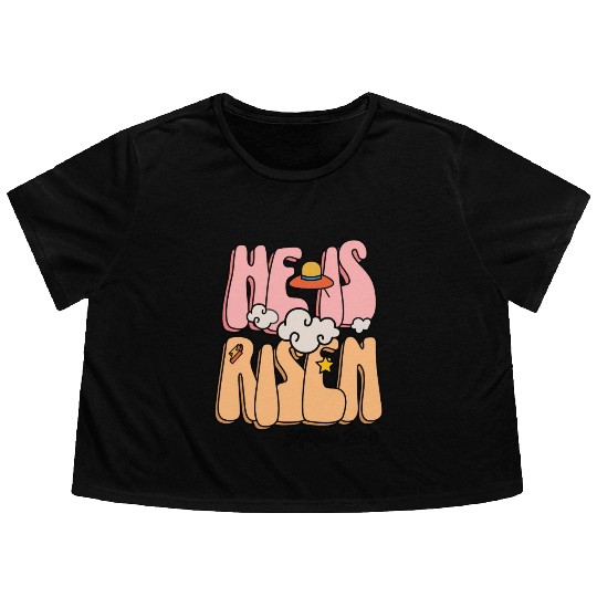 He Is Risen Modern Christian Easter Flowy Cropped Tees