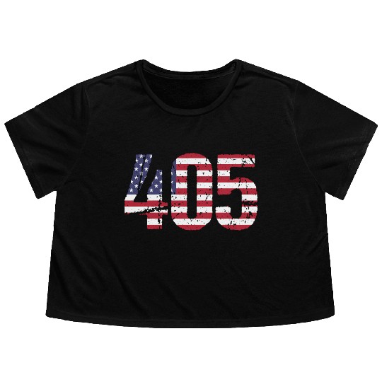 405 Oklahoma Area Code Flowy Cropped Tees