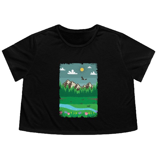 Peaceful Nature Scenery Flowy Cropped Tees