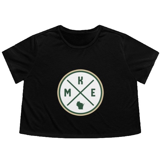 Milwaukee Circle Patch Green Flowy Cropped Tees