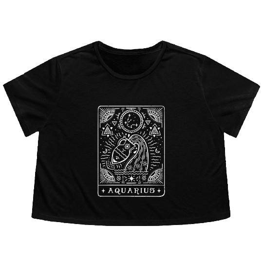Aquarius Tarot Aquarius Zodiac Sign Month Flowy Cropped Tees