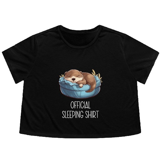 Official sleeping pajama Flowy Cropped Tees sea otter