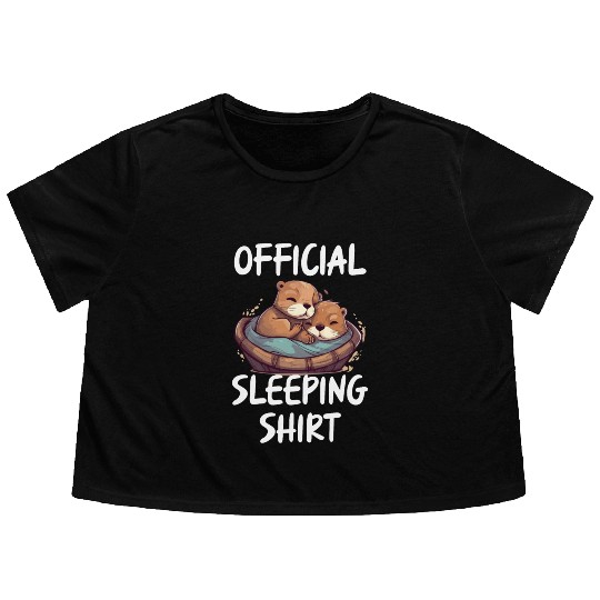 Official sleeping pajama Flowy Cropped Tees sea otter