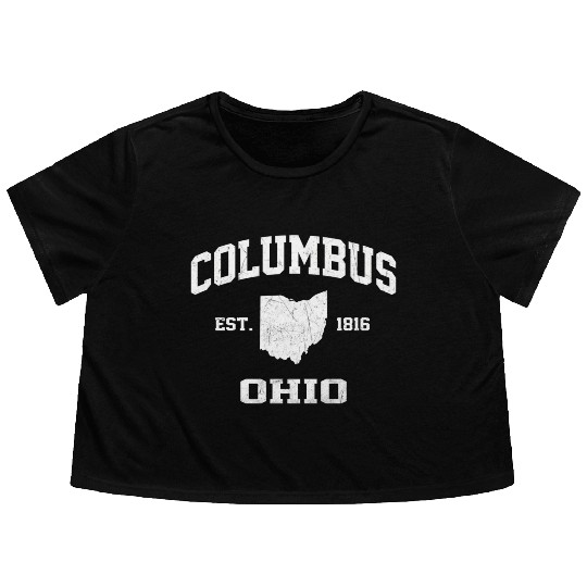 Columbus Ohio Oh State Athletic Style Flowy Cropped Tees