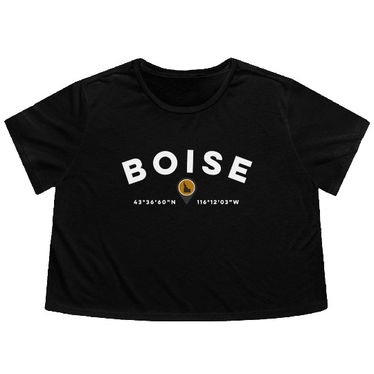 Boise Idaho Id Map Flowy Cropped Tees