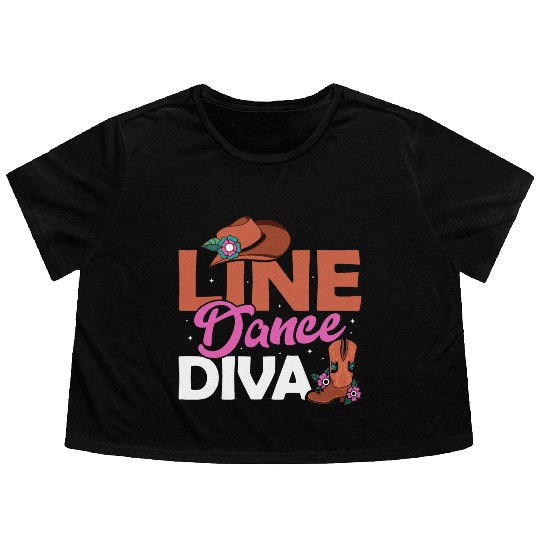 Line Dance Diva Country Music Western Flowy Cropped Tees