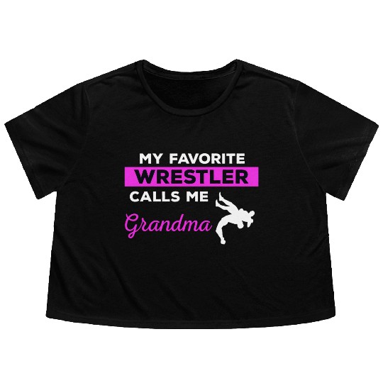 Wrestling Grandma Flowy Cropped Tees