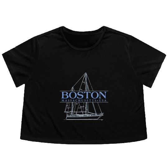 Boston Massachusetts Sailing Flowy Cropped Tees