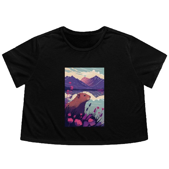 Capybara Nature Capibara Flowy Cropped Tees
