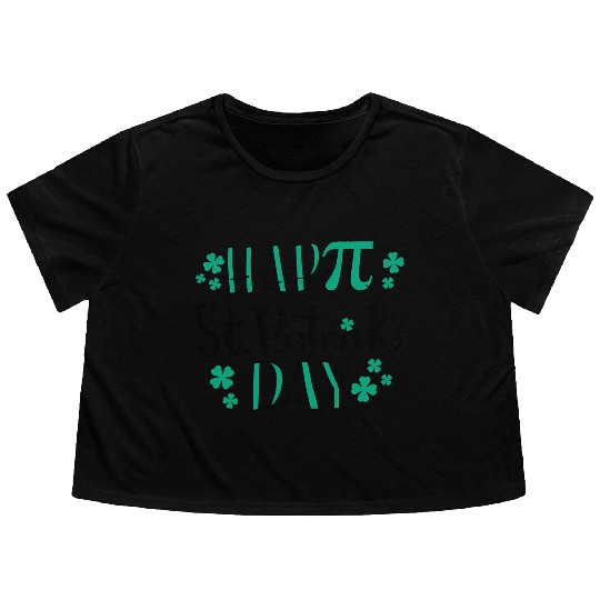 Pi Math Teacher Happy St PatricDay Flowy Cropped Tees