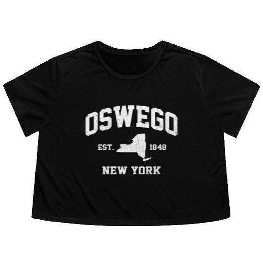 Oswego New York Ny State Athletic Style Flowy Cropped Tees