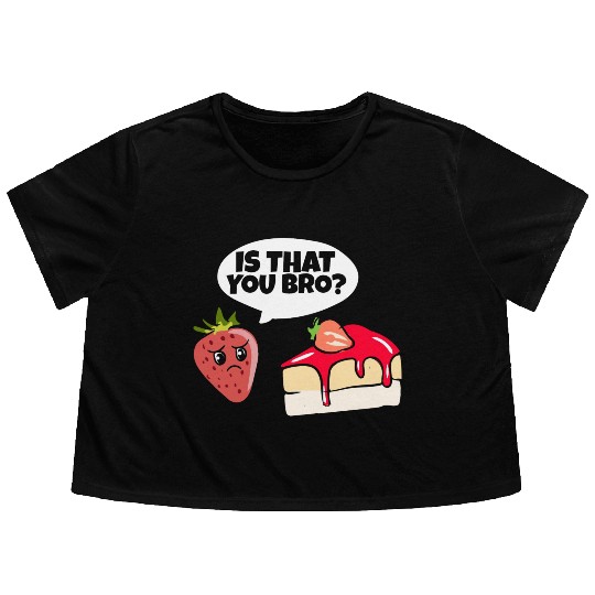Strawberry Cake Pun Flowy Cropped Tees