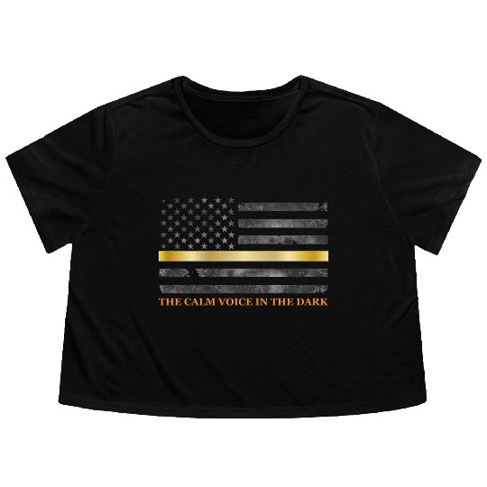 Dispatcher - Thin Yellow Gold Line 911 Emergency Flowy Cropped Tees