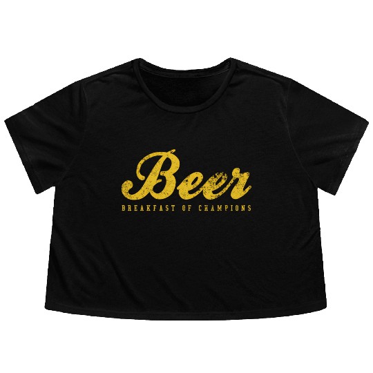 Beer Breakfast Of Champions Inred Flowy Cropped Tees