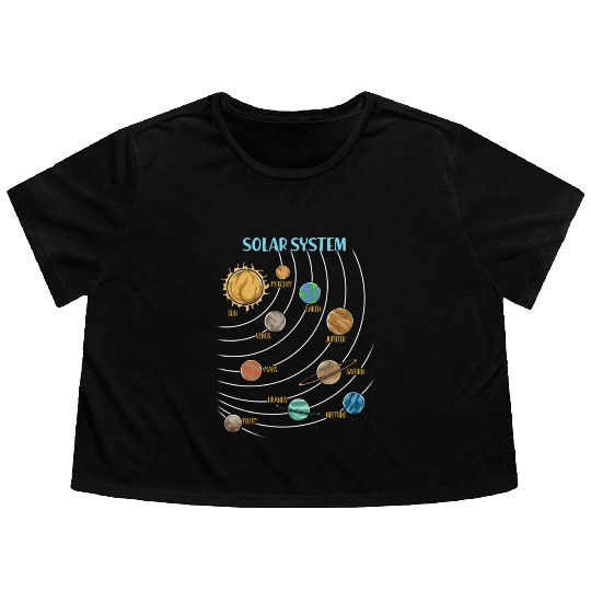 Our Solar System Science Education Flowy Cropped Tees