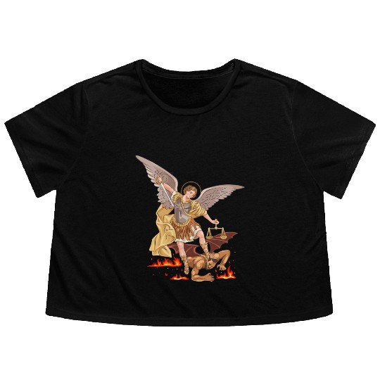 St Michael The Archangel Flowy Cropped Tees